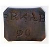 Image 1 : Red River & Assiniboine Bridge Co. Obv: R R X A B/20. Uniface. Copper. Rectangular, with corners cli