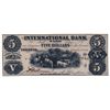 Image 1 : THE INTERNATIONAL BANK OF CANADA. $5.00. Sept. 15, 1858. CH-380-10-02-08. Signed Dunn/Thompson. No P