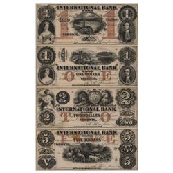 THE INTERNATIONAL BANK OF CANADA. A FULL SHEET. $1.00, $1.00, $2.00, $5.00. Sept. 15, 1858. CH-380-1