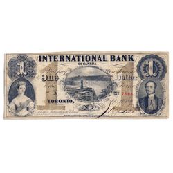 THE INTERNATIONAL BANK OF CANADA. $1.00. Sept. 15, 1858. Falls. CH-380-10-08-04. Signed J.R. Fitch. 