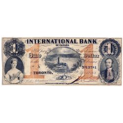 THE INTERNATIONAL BANK OF CANADA. $1.00. Sept. 15, 1858. Falls. CH-380-10-10-04. Signed J.R. Fitch. 