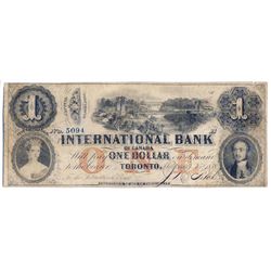 THE INTERNATIONAL BANK OF CANADA. $1.00. Sept. 15, 1858. Bridge. CH-380-10-10-08. Signed J.R. Fitch.