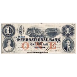 THE INTERNATIONAL BANK OF CANADA. $1.00. Sept. 15, 1858. Bridge. CH-380-10-10-08. Signed J.R. Fitch.