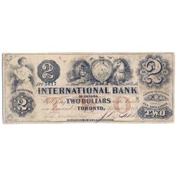 THE INTERNATIONAL BANK OF CANADA. $2.00. Sept. 15, 1858. CH-380-10-10-12. Signed J.R. Fitch. Red ‘wo