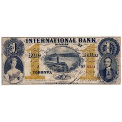 THE INTERNATIONAL BANK OF CANADA. $1.00. Sept. 15, 1858. Falls. CH-380-10-12-04. Signed J.R. Fitch. 