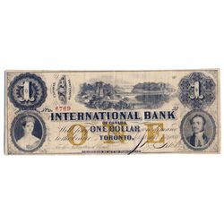 THE INTERNATIONAL BANK OF CANADA. $1.00. Sept. 15, 1858. CH-380-10-12-08. Bridge. Signed J.R. Fitch.