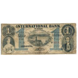 THE INTERNATIONAL BANK OF CANADA. $1.00. Sept. 15, 1858. Falls. CH-380-10-14-04. Signed J.R. Fitch. 