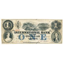 THE INTERNATIONAL BANK OF CANADA. $1.00. Sept. 15, 1858. Bridge. CH-380-10-16-08. Signed J.R. Fitch.