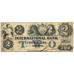 THE INTERNATIONAL BANK OF CANADA. $2.00. Sept. 15, 1858. CH-380-10-14-12. Signed J.R. Fitch. Blue ‘w