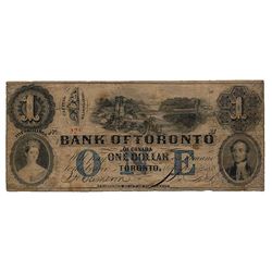 THE BANK OF TORONTO, Altered from THE INTERNATIONAL BANK OF CANADA. $1.00. Sept. 15, 1858. CH-380-10