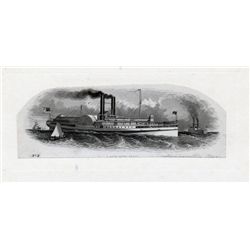 THE INTERNATIONAL BANK OF CANADA. Die Proof Vignette. ‘Paddlewheel Steam Ship’. 8” x 4”. The vignett