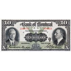 THE BANK OF MONTREAL. $10.00. Jan. 2, 1931. CH-505-58-04. No. 226872/C. PMG graded CH UNC-63, EPQ.