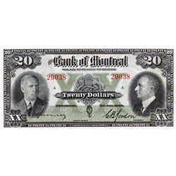 THE BANK OF MONTREAL. $20.00. Jan. 3, 1938. CH-505-62-06. CCCS graded Unc-60.