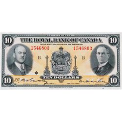 THE ROYAL BANK OF CANADA. $10.00. Jan. 2, 1925. CH-630- 18-04a. No. 1546803/D. PMG graded EF-45.