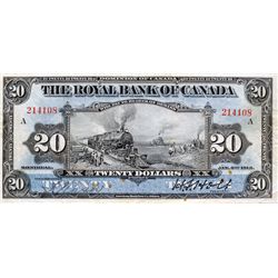 THE ROYAL BANK OF CANADA. $20.00. Jan. 2, 1913. CH-630- 12-10. No. 214108/A. PMG graded Very Fine-20