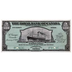 THE ROYAL BANK OF CANADA. St George’s. Grenada. $5.00. Jan. 2, 1920. CH-630-48-02P. Full colour Face