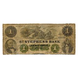 ST. STEPHENS BANK. $1.00. 1 Feb, 1886. CH-675-20-04-06. No. 38029/A. About Very Good.