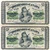 Image 1 : 25 CENTS. 1870. Letter ‘B’ below date. DC-1b. An uncut Pair. The top note with Large ‘B’, the lower 