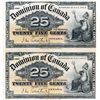 Image 1 : 25 CENTS. Jan. 2, 1900. DC-15a. Courtney. An Uncut Pair. Bright Very Fine.