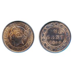 1858. PCGS graded Mint State-64. Red-Brown. 40% evenly distributed luster remains.