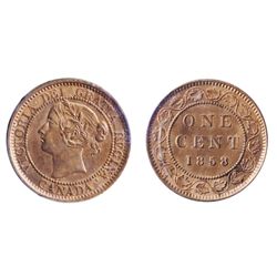 1858. ICCS Mint State-63. Red. 80% red luster. Lacquered lightly to preserve the luster.