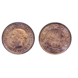 1881-H. ICCS Mint State-65. Red. 70% evenly distributed luster. An attractive Gem.