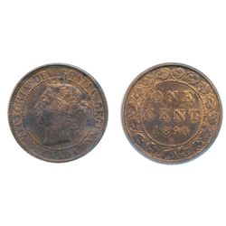 1890-H. PCGS graded Mint State-62. Red-Brown. 25% red luster.