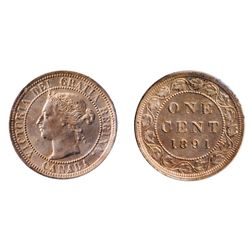 1891. Large Date, Large Leaves. Obverse port. #2. ICCS Mint State-63. Red. With 85% original red lus