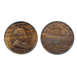 1908. PCGS graded Mint State-64. Red-Brown. 15% red luster.