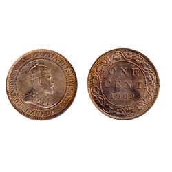 1909. ICCS Mint State-64. Red. 70% remaining red luster.