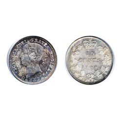 1900. PCGS graded Mint State-66. Outstanding medium heavy olive and sea-green toning, with golden hi