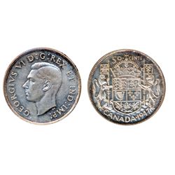 1947. Curved Right 7. ICCS Mint State-63. Light, multi-hued toning.