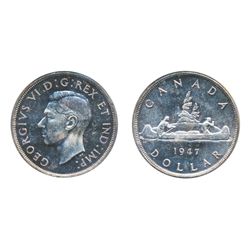 1947. Blunt 7. ICCS Mint State-64. Light blue toning, with a cameo bust and good ‘eye appeal’.