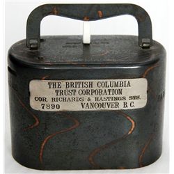 THE BRITISH COLUMBIA TRUST CORPORATION. Cor. Richards & Hastings Sts. Vancouver, BC. An oval satchel