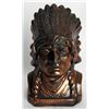Image 1 : A bank in the shape of a Bust of an American Indian. Coin slot on the back at top. A Brass bank, wit