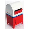 Image 1 : CANADA POST MAILBOX. Coin slot at mail box door. Key present. 9 1/2cm x 17cm x 8cm. Red and White pl