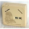 Image 1 : SUN LIFE OF CANADA. A rectangular Coin Calendar bank. Two coin slots on front. Currency slot on back