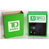 Image 1 : T.D. BANK. Green Machine. A rectangular green plastic bank in the shape of the T.D green machine. Fo