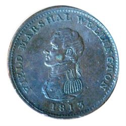 Breton-974. WE-3. One Penny Token. 1813. Field Marshal Wellington. VF.