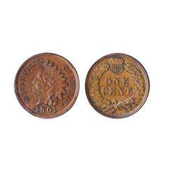 Indian Cent. 1901. A minor mint error, with the obverse denticles flattened in four areas, most like