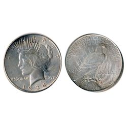 Peace Dollar. 1934-D. Mint State-62. Brilliant.