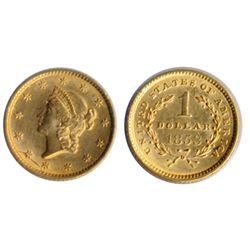 $1.00 Gold. 1853. Type One. AU-50.