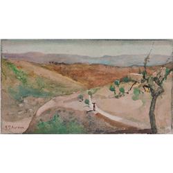 Samarian Landscape with Figure by Hilda May Gordon