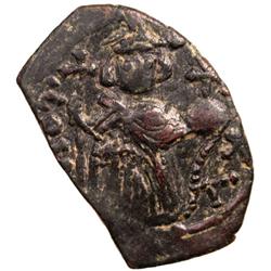 ARAB-BYZANTINE: Standing Emperor, ca. 640s-650s, AE fals (3.58g), NM