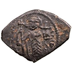 ARAB-BYZANTINE: Standing Emperor, ca. 640s-650s, AE fals (3.66g), NM