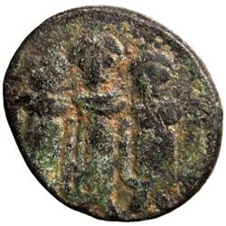 ARAB-BYZANTINE: Three Standing Figures, ca. 695-705, AE fals (3.80g), Tabariya