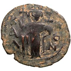 ARAB-BYZANTINE: Standing Emperor, ca. 680s, AE fals (4.15g), Hims