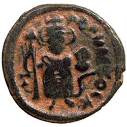 ARAB-BYZANTINE: Standing Emperor Type, ca. 680s, AE fals (3.72g), Dimashq