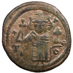 ARAB-BYZANTINE: Standing Emperor, ca. 685-692, AE fals (4.09g), Dimashq
