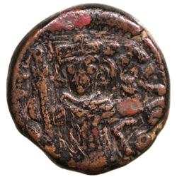 ARAB-BYZANTINE: Standing Emperor Type, ca. 680s, AE fals (6.21g), Dimashq